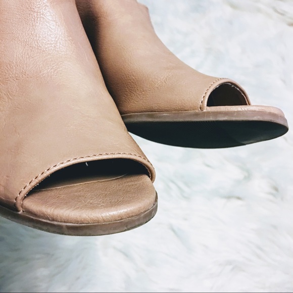 Cathy Jean Nude Peep Mule Sandal Block Heel 7 - Picture 5 of 6